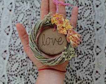 Mini Flower Wreath, Car Charm, Altar Decor, Equality Art, Love