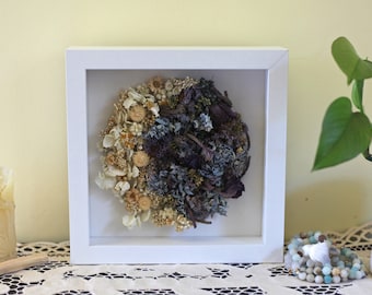 Moon Dried Flower Art in Shadow Box 8x8