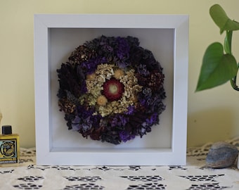 Dried Flower Art in Shadow Box 8x8