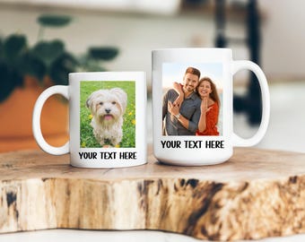Custom Photo Mug, Personalized Picture Coffee Cup with Text, Unique Ceramic Drinkware, Anniversary Gift, Birthday Gift, Customizable Mug