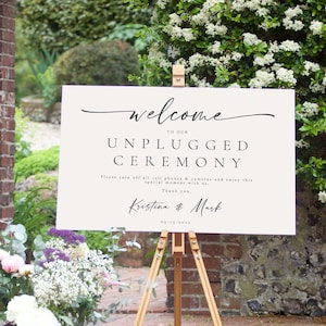 Unplugged Ceremony Sign, Unplugged Wedding Sign, Welcome To Our Unplugged Wedding Sign, Wedding Signs, Wedding Welcome Sign | Valerie