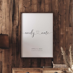 Personalized Print, Custom Anniversary Gift, Couple Names And Date Print, Couples Gift Print, Gifts For Newlyweds, Wedding Anniversary Gift