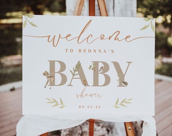 Woodland Animals Baby Shower Welcome Sign, Forest Theme