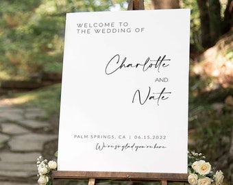 Wedding Welcome Sign, Wedding Sign, Welcome To Our Wedding Sign, Wedding Sign Board, Custom Wedding Vertical Modern Outdoor Sign | Sophia