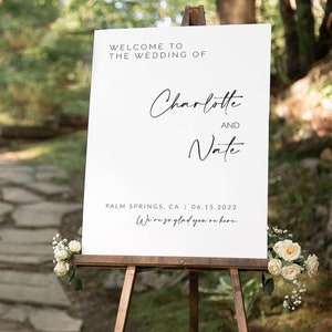 Wedding Welcome Sign, Wedding Sign, Welcome To Our Wedding Sign, Wedding Sign Board, Custom Wedding Vertical Modern Outdoor Sign | Sophia