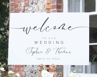 Custom Wedding Welcome Sign, Personalized Names & Date