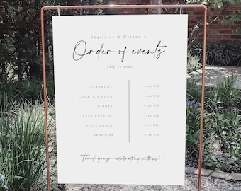 Order Of Events Wedding Sign, Wedding Order Of Events Sign, Editable Printable DYI Template, Digital Download