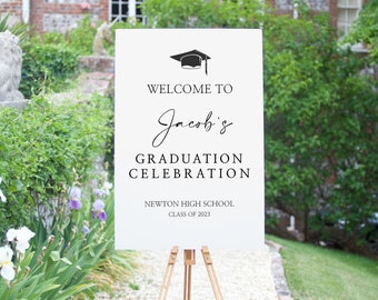 Graduation Sign, Graduation Yard Signs, Graduation Decor 2023, Welcome Congratulations Celebration Poster, Modern Graduation 2023