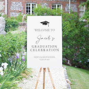 Graduation Sign, Graduation Yard Signs, Graduation Decor 2023, Welcome Congratulations Celebration Poster, Modern Graduation 2023 image 1