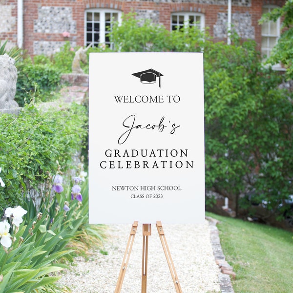 Graduation Sign, Graduation Yard Signs, Graduation Decor 2023, Welcome Congratulations Celebration Poster, Modern Graduation 2023