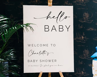 Modern Baby Shower Welcome Sign, Baby Shower Signs Handwritten Font, Baby Shower Centerpieces
