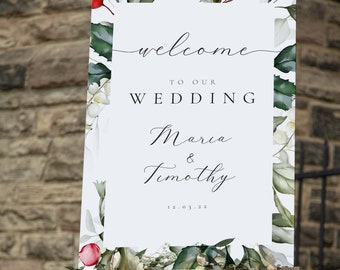 Winter Wedding Welcome Sign, Floral Wonderland Theme