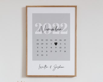 Personalized Print With Dates, Custom Valentine's Day Gift, Anniversary Gift, Personalized Date Print Framed For Him Or Her, Couples Gift