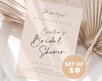 Bridal Shower Invitation (10 CARDS & ENVELOPES), She Said Yes Bridal Shower Brunch Invitation Cards