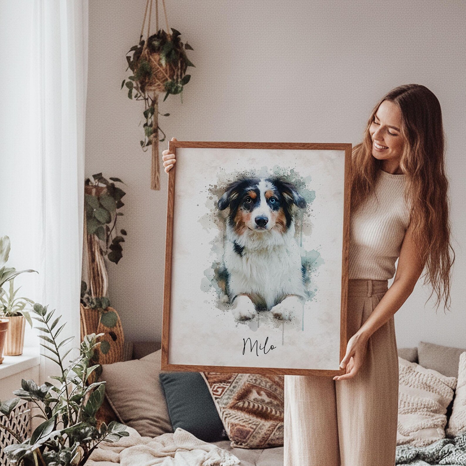 Custom Watercolor Pet Portrait, Dog & Cat Memorial Art - Etsy