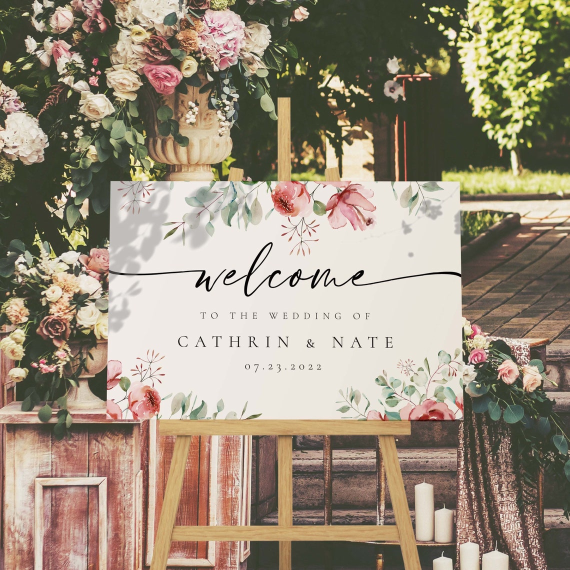 Wedding Welcome Sign Roses Wedding Sign Welcome To Our image 1