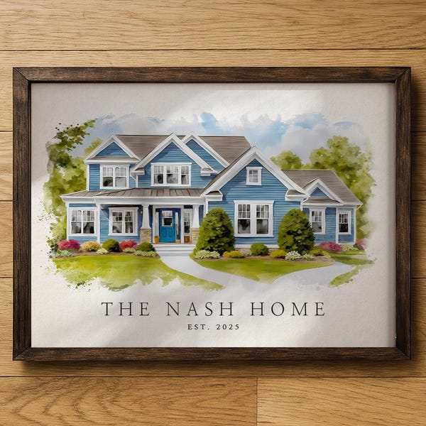 Custom Watercolor House Portrait, Realtor Closing Gift, Personalized Home Illustration
