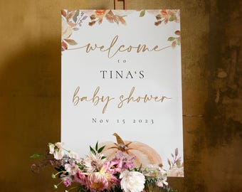 Pumpkin Baby Shower Welcome Sign, Fall Baby Sprinkle Decor