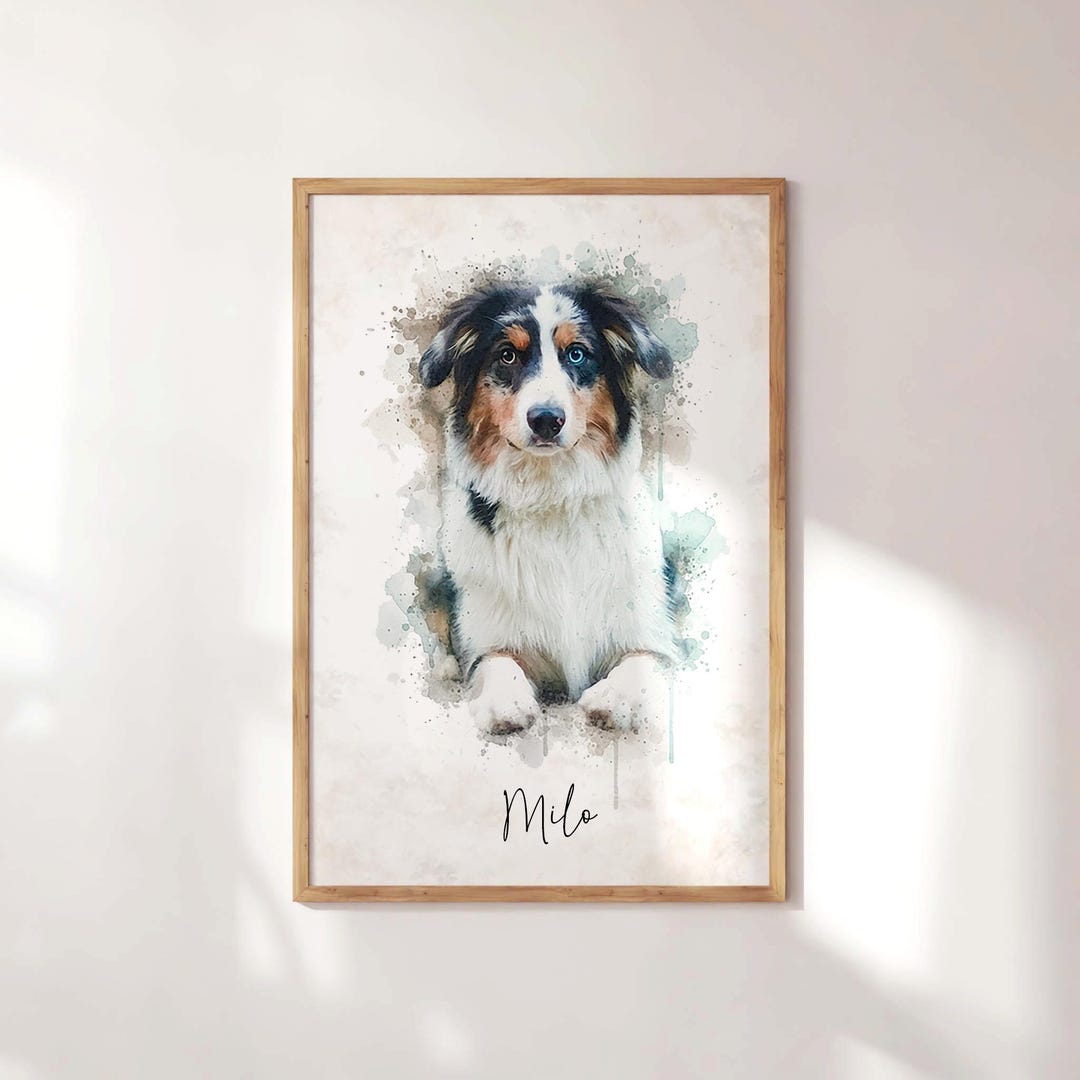 Custom Watercolor Pet Portrait, Dog & Cat Memorial Art - Etsy