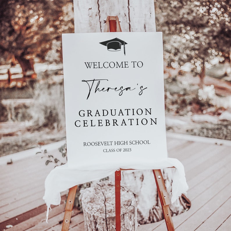 Graduation Sign, Graduation Yard Signs, Graduation Decor 2023, Welcome Congratulations Celebration Poster, Modern Graduation 2023 image 3