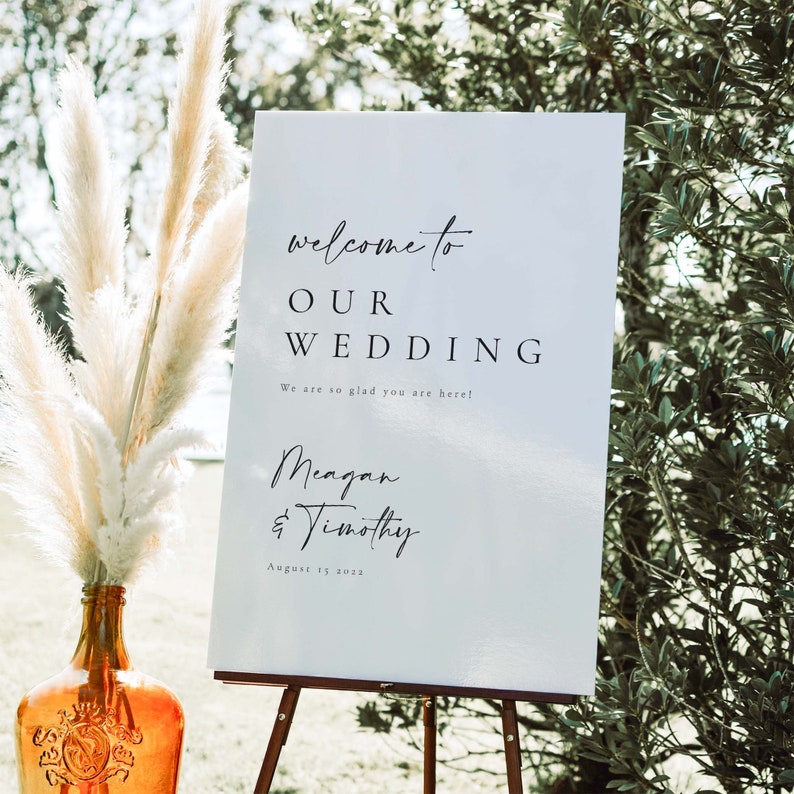 Wedding Welcome Sign, Wedding Sign, Welcome To Our Wedding Sign, Wedding Board Vertical Emily image 1