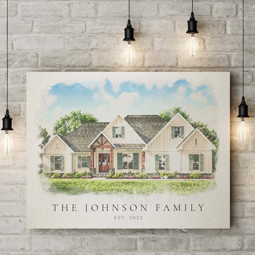House Portrait House Painting Housewarming Gift Realtor Etsy