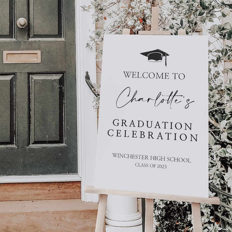 Graduation Sign, Graduation Yard Signs, Graduation Decor 2023, Welcome Congratulations Celebration Poster, Modern Graduation 2023 image 6