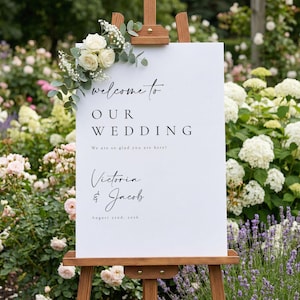 Elegant Wedding Welcome Sign, Custom Wedding Sign, Welcome To Our Wedding Sign, Classic Wedding Board Vertical
