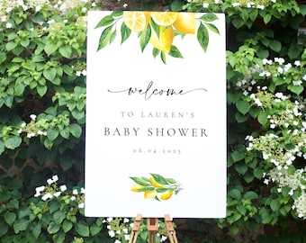 Lemon Baby Shower Welcome Sign, Citrus Theme
