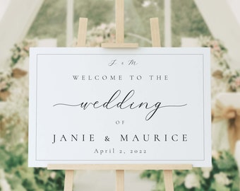 Elegant Wedding Welcome Sign, Personalized Rustic Decor