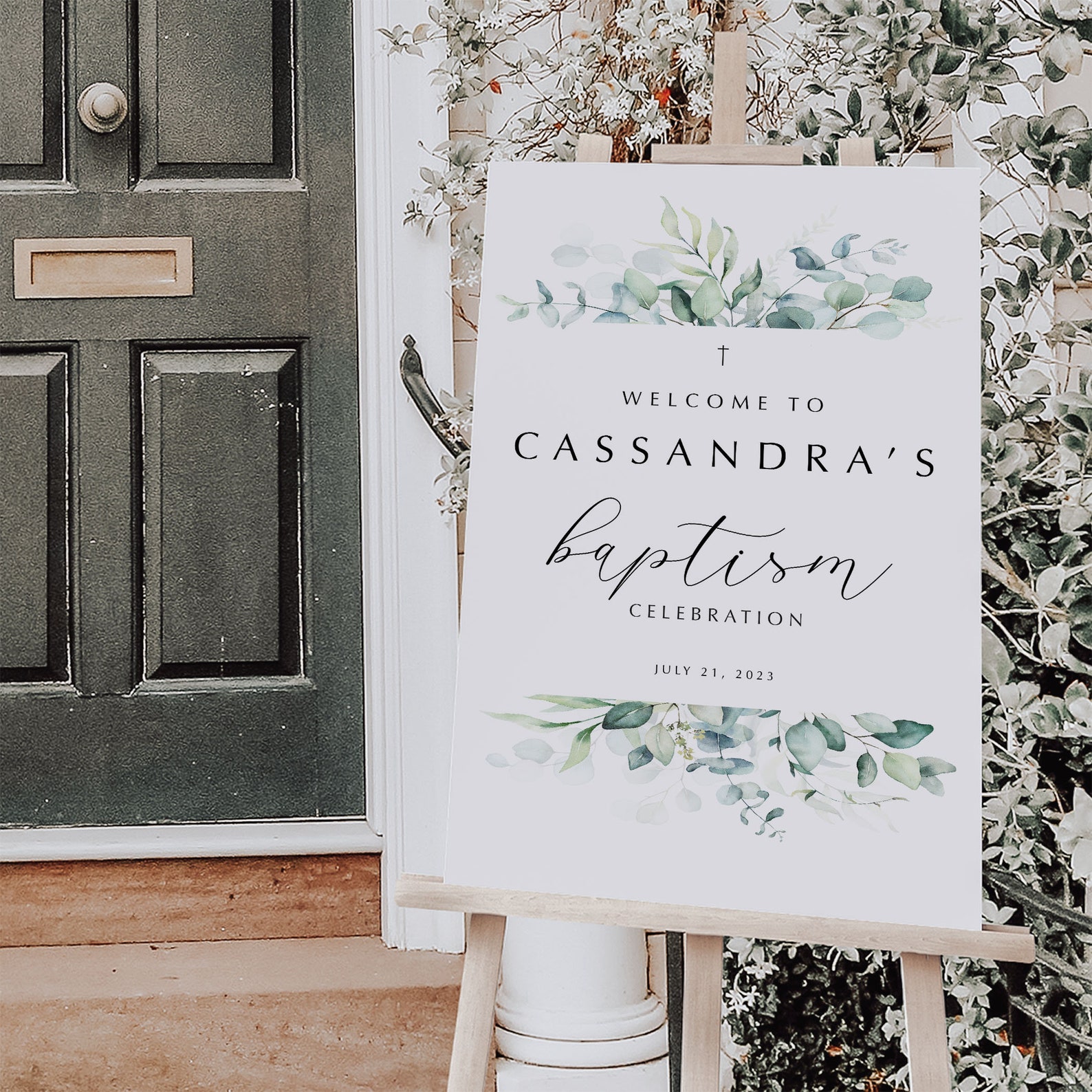Personalized Baptism Welcome Sign, Floral Centerpiece Decor - Etsy