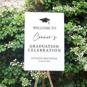 Graduation Sign, Graduation Yard Signs, Graduation Decor 2023, Welcome Congratulations Celebration Poster, Modern Graduation 2023 image 2