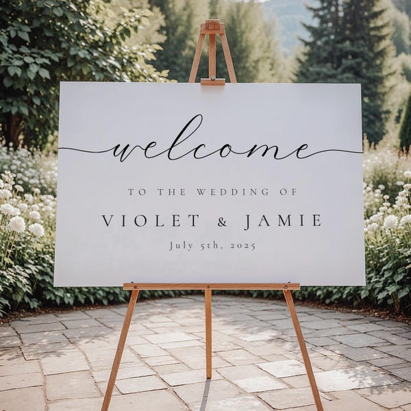 Custom Wedding Welcome Sign, Modern Elegant Design