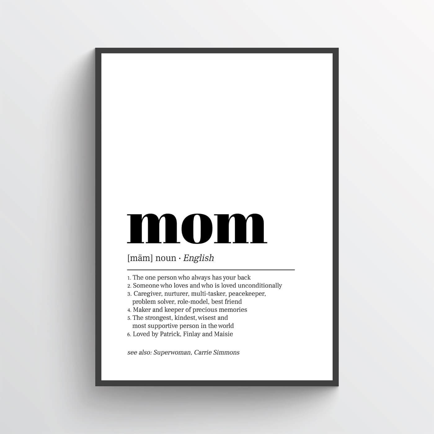 Mom Definition Mother's Day Gift Gift For Moms Etsy