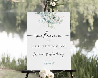 Welcome To Our Beginning Sign, Welcome To Our Beginning Wedding Sign, Wedding Board Vertical
