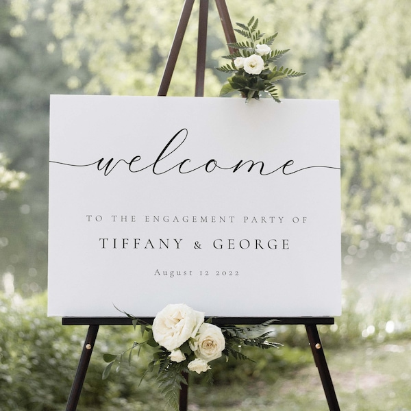 Engament Party Sign, Engagement Signs, Horizontal Engagement Sign