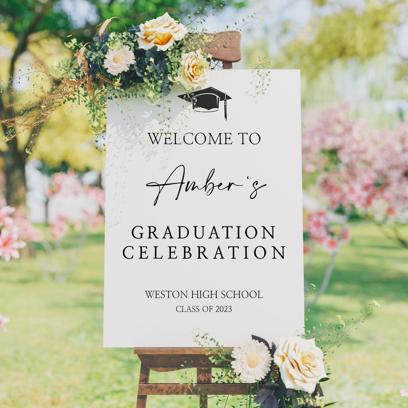 Graduation Sign, Graduation Yard Signs, Graduation Decor 2023, Welcome Congratulations Celebration Poster, Modern Graduation 2023 image 5