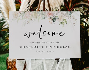 Custom Wedding Welcome Sign, Floral Wedding Decor