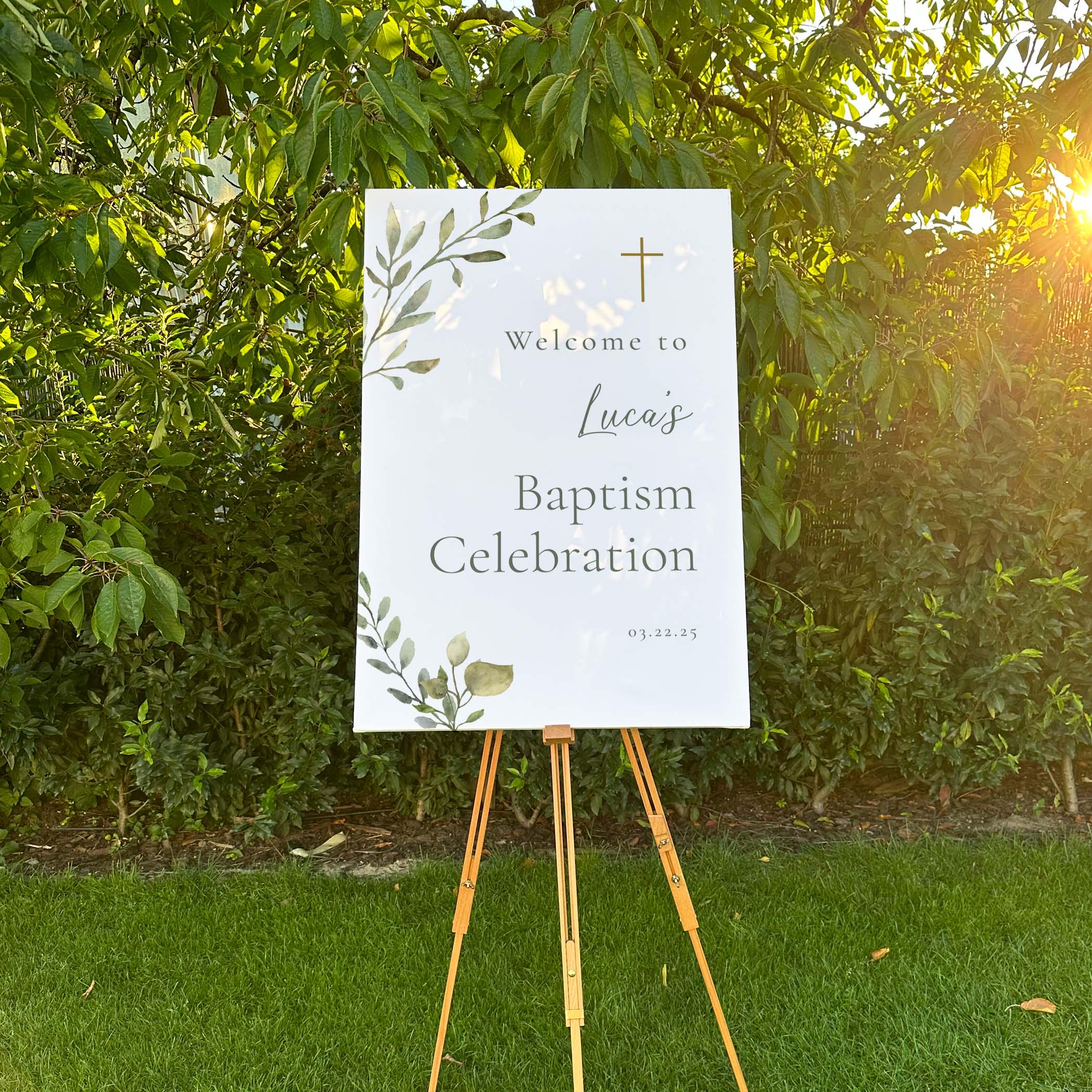 Floral Baptism Welcome Sign, Personalized Baptism Sign, Sage Baptism ...