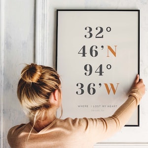 Personalized Coordinates Print, Valentines Day Gifts, Custom Anniversary Gift With Latitude and Longitude