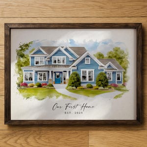 Watercolor Painting From Photo, House Picture Into Digital Painting, Custom Home Portrait, Realtor Closing Gift, House Gift