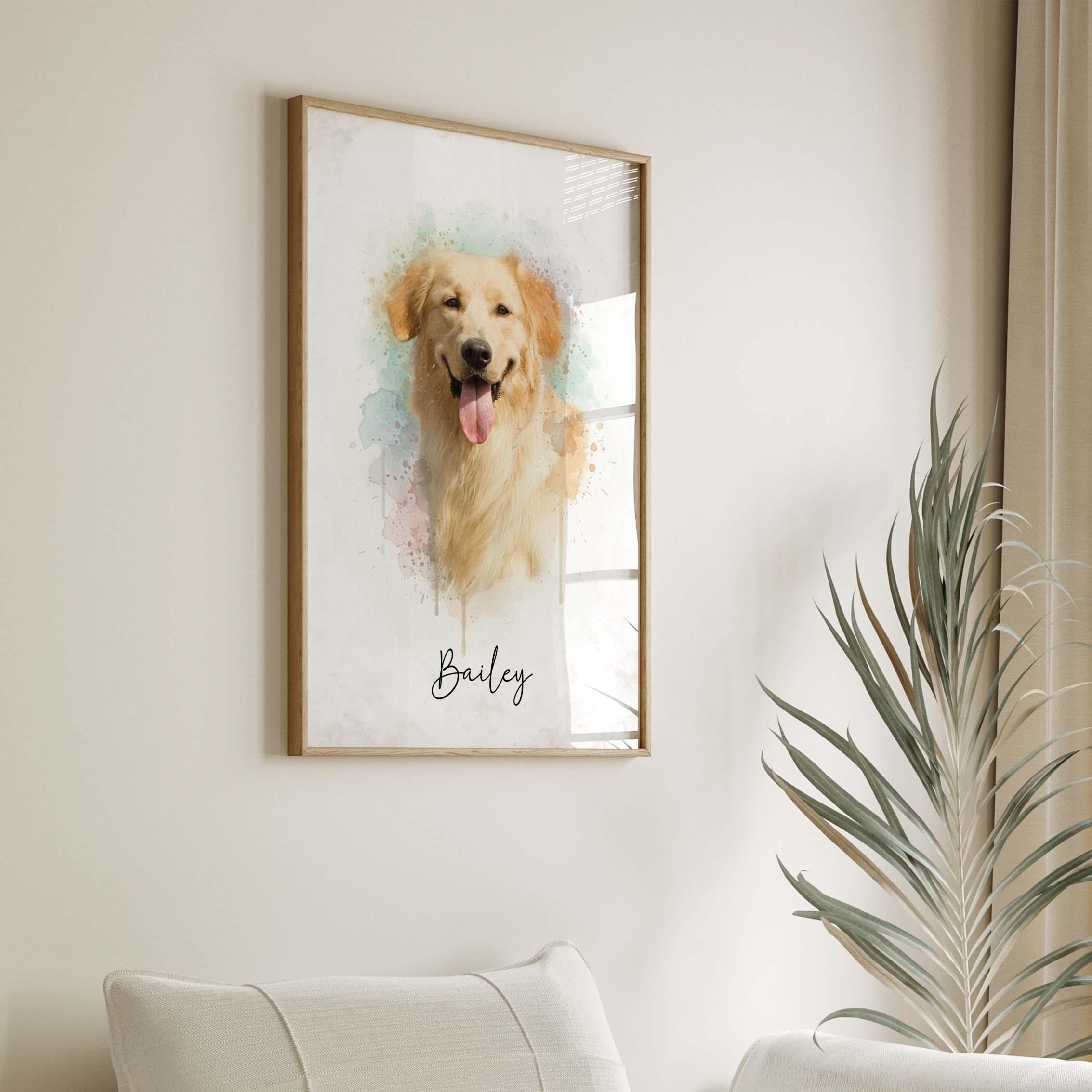 Custom Watercolor Pet Portrait, Dog & Cat Memorial Art - Etsy