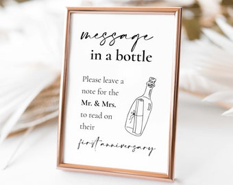 Message In A Bottle Wedding Guestbook Sign, Anniversary Keepsake