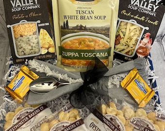 Deluxe Soup Gift Box, Sympathy Gift Box, Gift for Couples, Care Package for Him, Get Well Basket, Food Gift Basket, Care Package for Her