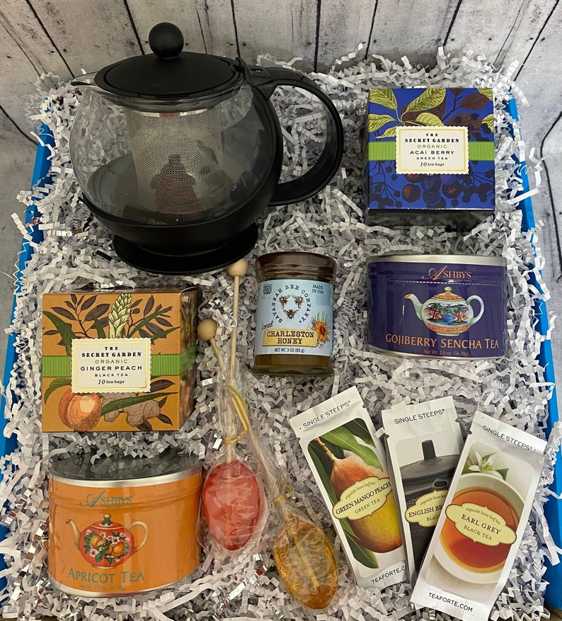 Tea and Teapot Gift Basket Hot Tea Gift Box Get Well Gift Etsy