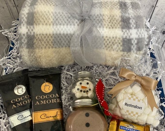 Get Well Gift Box, Hot Cocoa Care Package, Feel Better, Comfort Gift with Blanket, College Student, Warm and Cozy Hot Cocoa Gift, Thank You