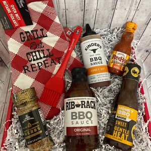 Barbecue Gift Box, BBQ Grilling Gift for Men, BBQ Sauce Kit, Birthday Gift for Men, Grill Master Box, New Home Gift, Raffle Gift