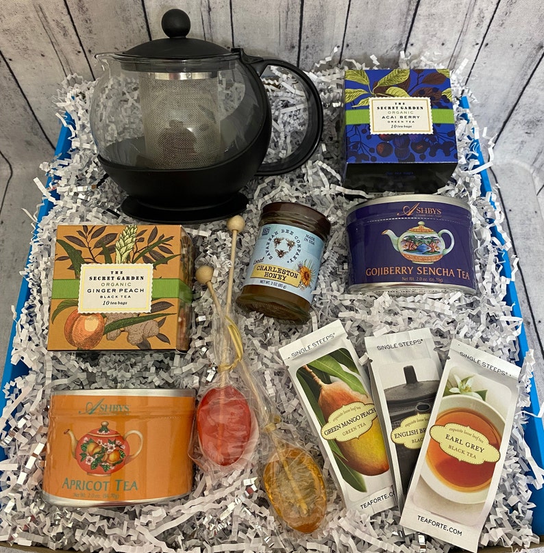 Tea and Teapot Gift Basket Hot Tea Gift Box Get Well Gift Etsy