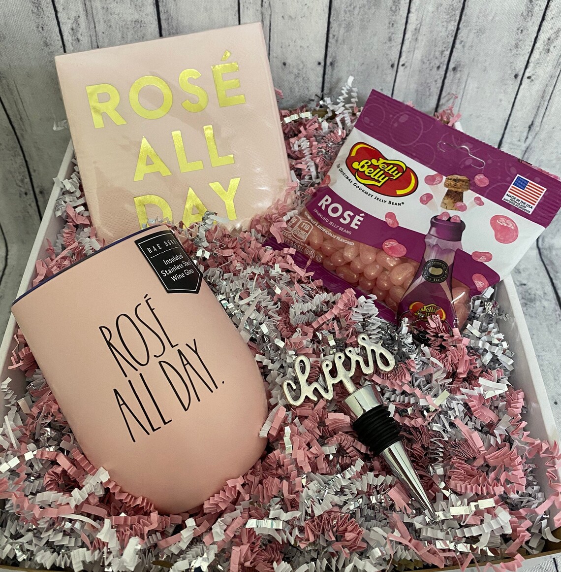 Rose All Day Wine Gift Basket/Birthday for Her/Wine Gift Etsy