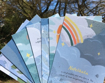 Nice Words to Make You Feel Good, postcard set of 8, inspirational illustrated postcards